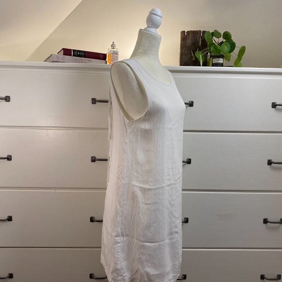 Vintage White Dress + Low Back + Fringe + Small - Picture 4 of 6